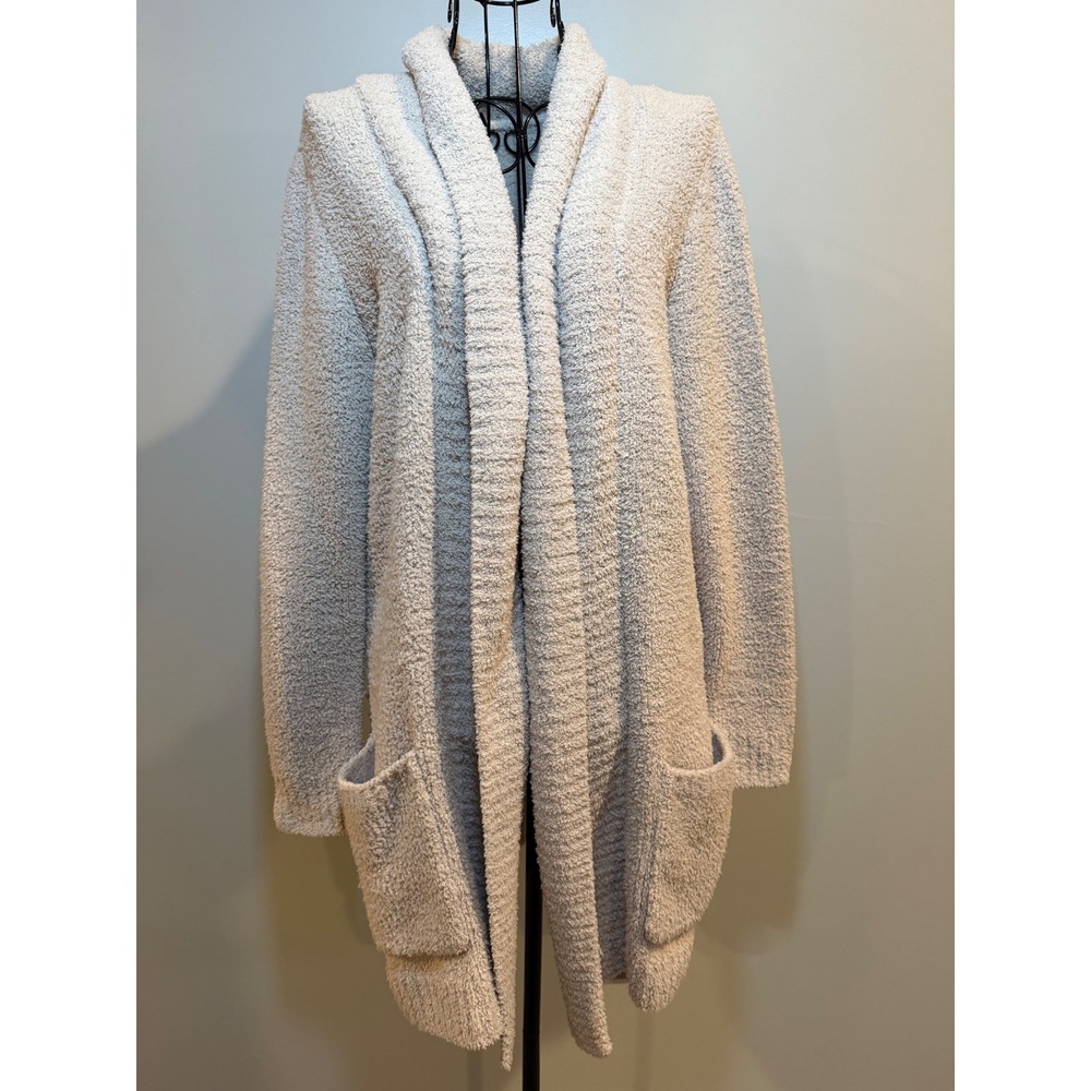 Charlie Paige Cozychic Lite Long Cardigan Shawl Collar Cream Oatmeal Womens